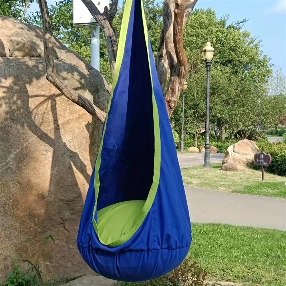 (image for) IPRee Portable Children's Sensory Hanging Chair Hammock Portable Parachute Swing Bed With Inflatable Cushion Indoor/Courtyard Play Seat with Inflatable Cushion